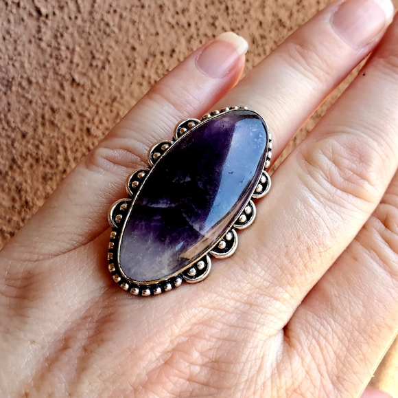 New Amethyst Lace 925 Silver Statement Ring. - Picture 3 of 12
